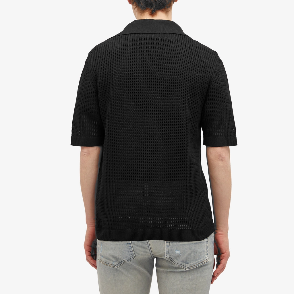 AMIRI Men's Short Sleeve Mesh Polo Black