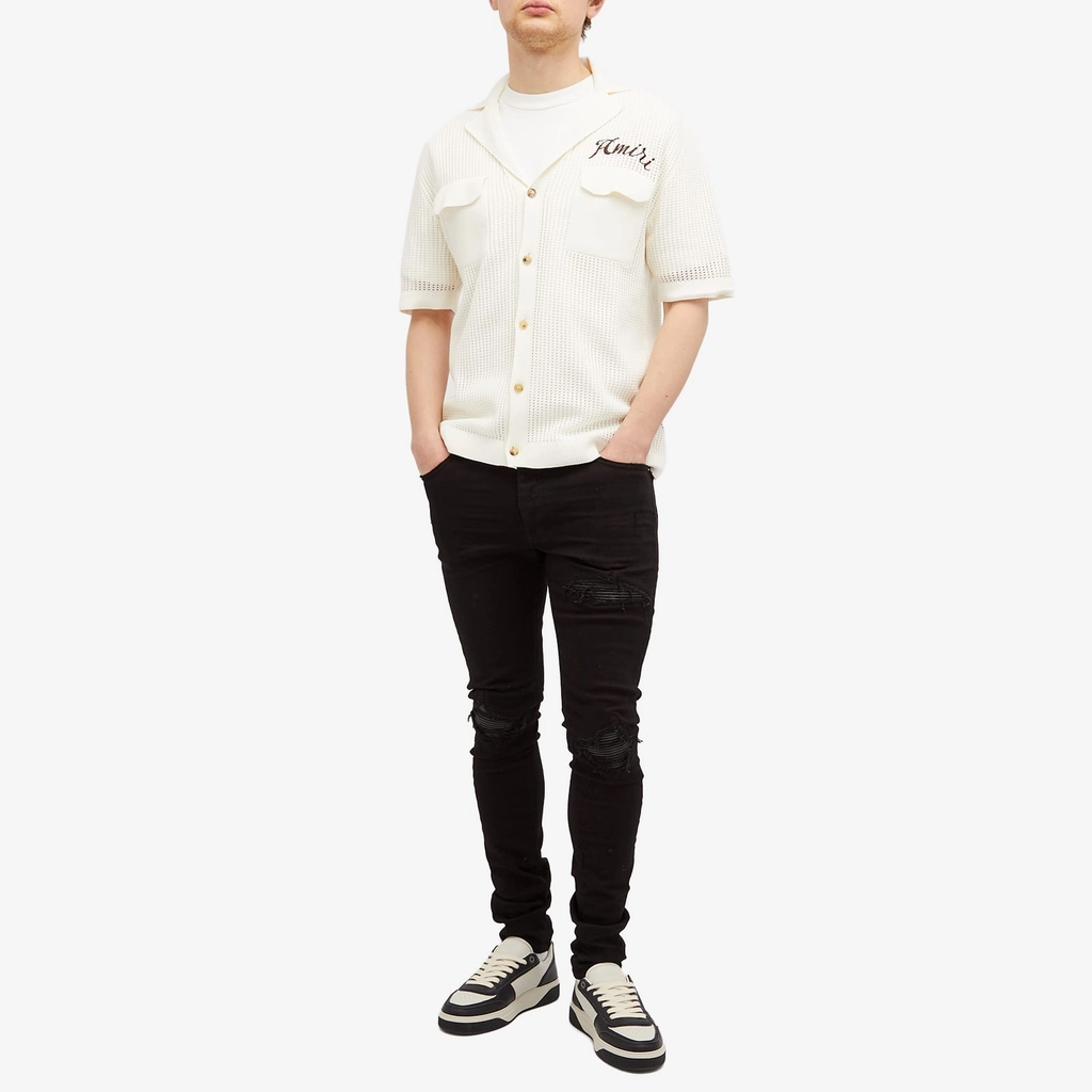 AMIRI Men's Short Sleeve Mesh Polo Sand