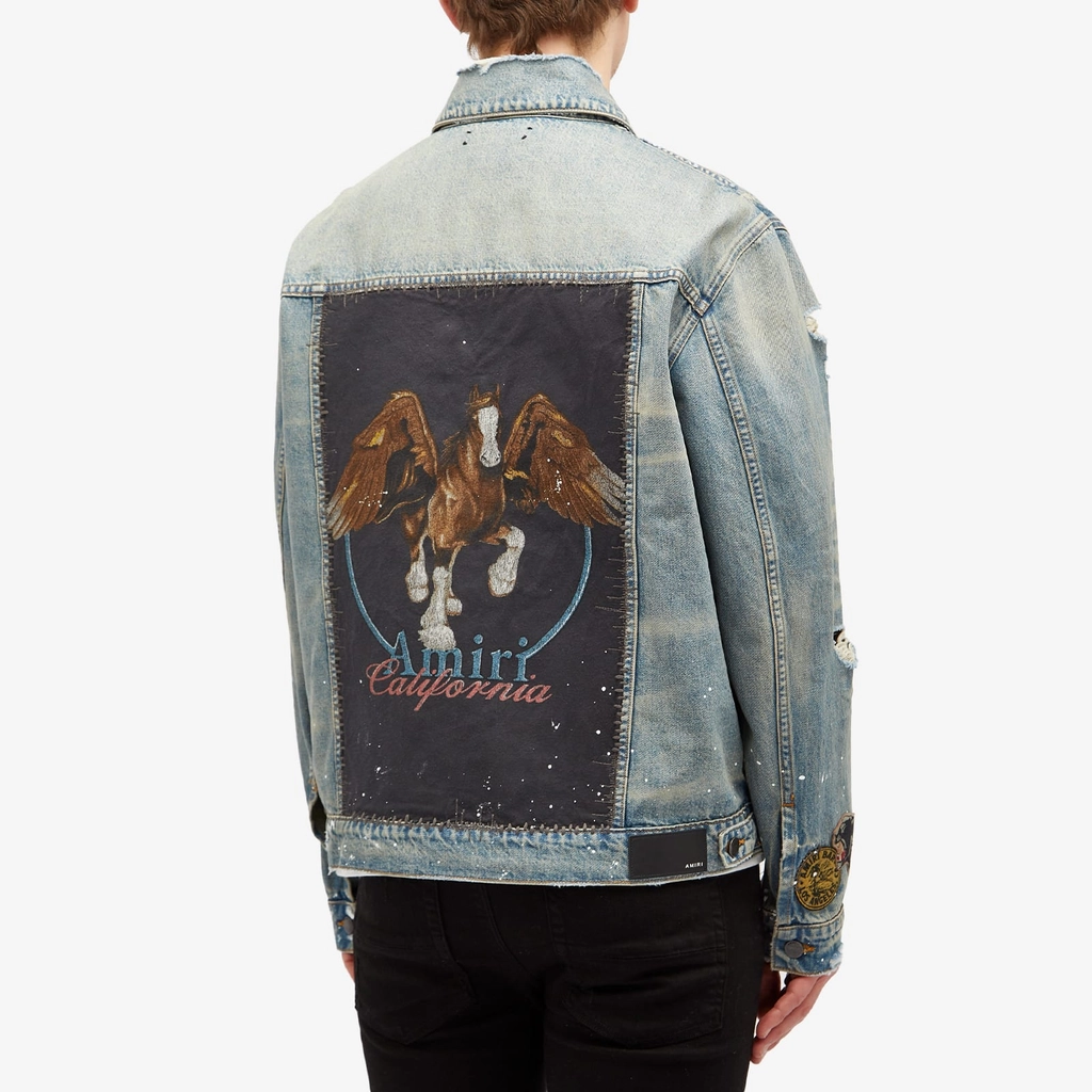 AMIRI Men's Vintage Pegasus Trucker Jacket Antique Indigo