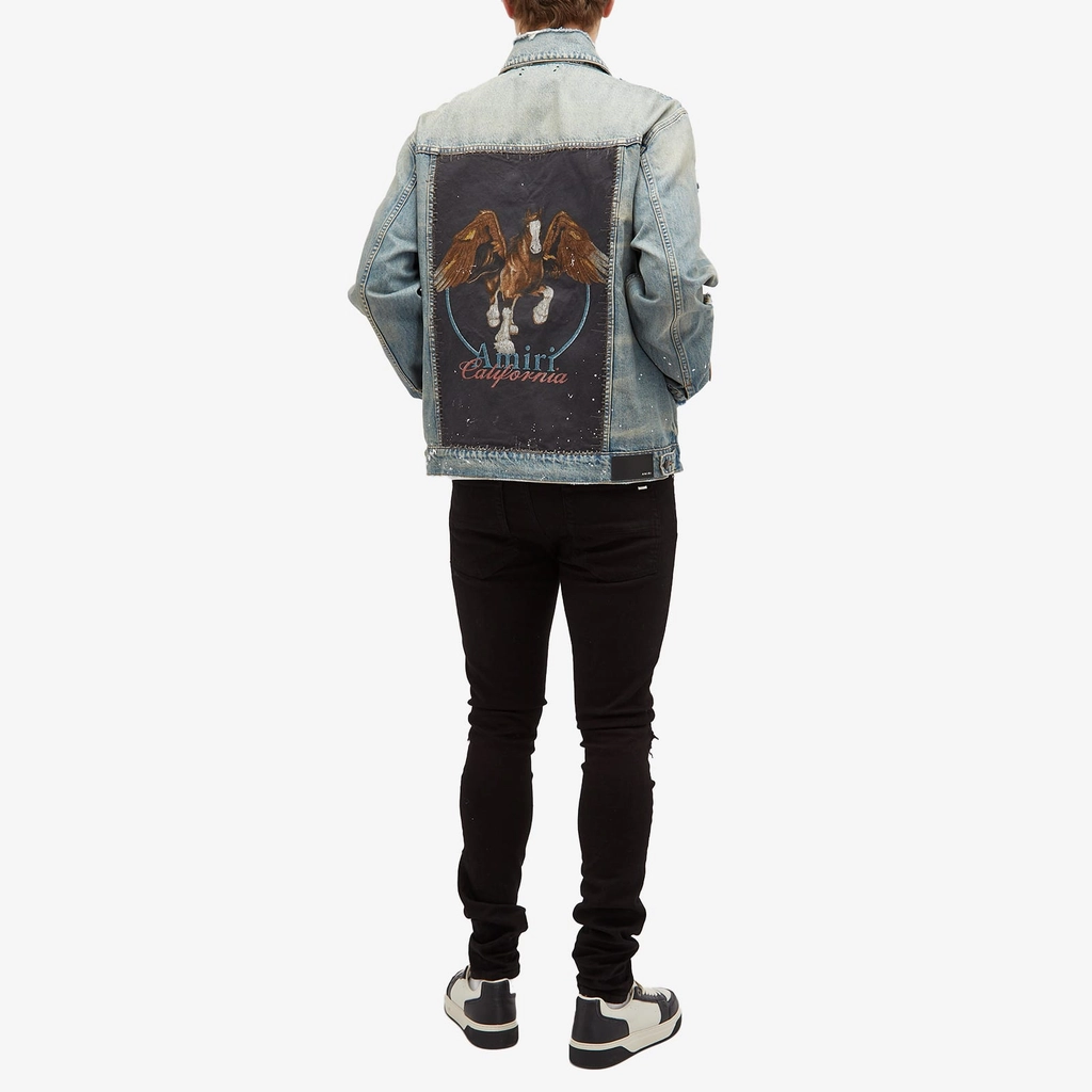 AMIRI Men's Vintage Pegasus Trucker Jacket Antique Indigo