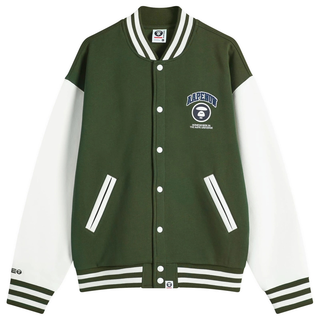 Aape Now Fleece Baseball Jacket Dark Green