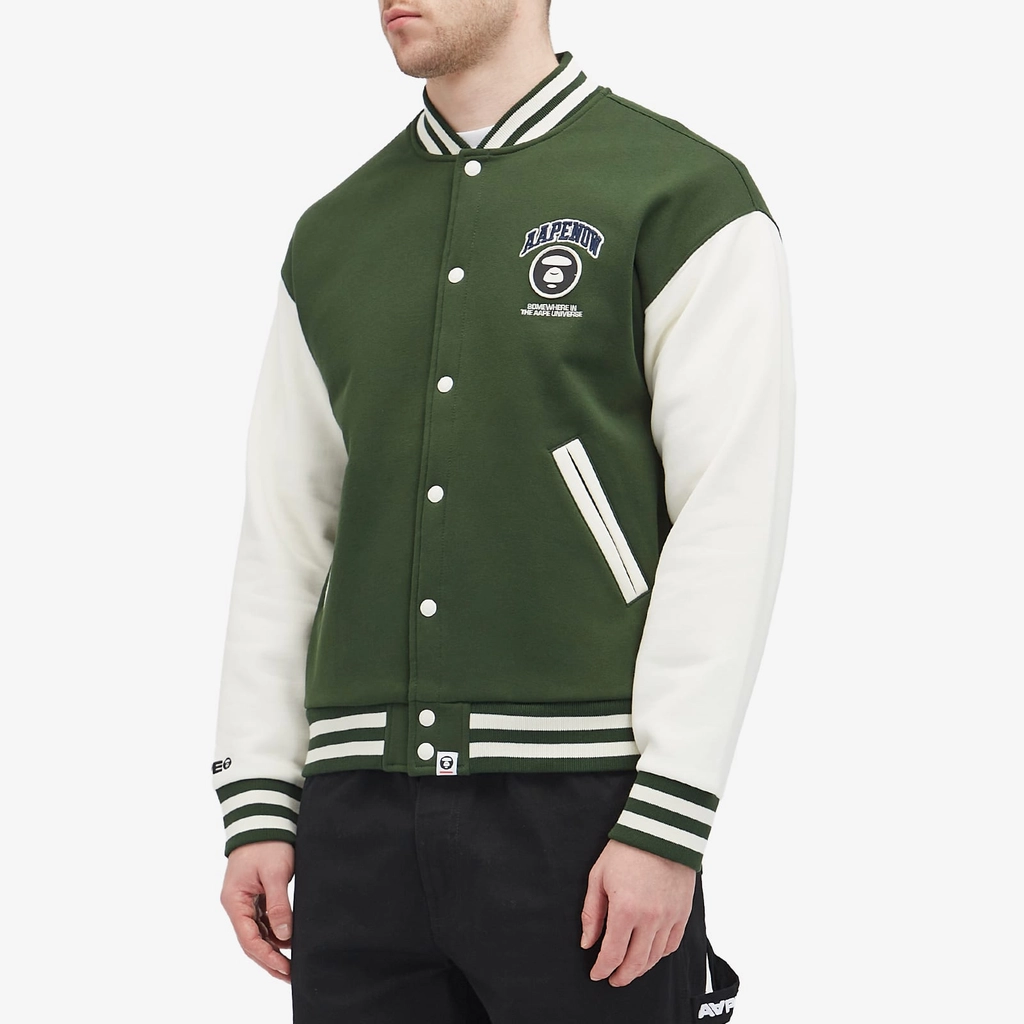 Aape Now Fleece Baseball Jacket Dark Green