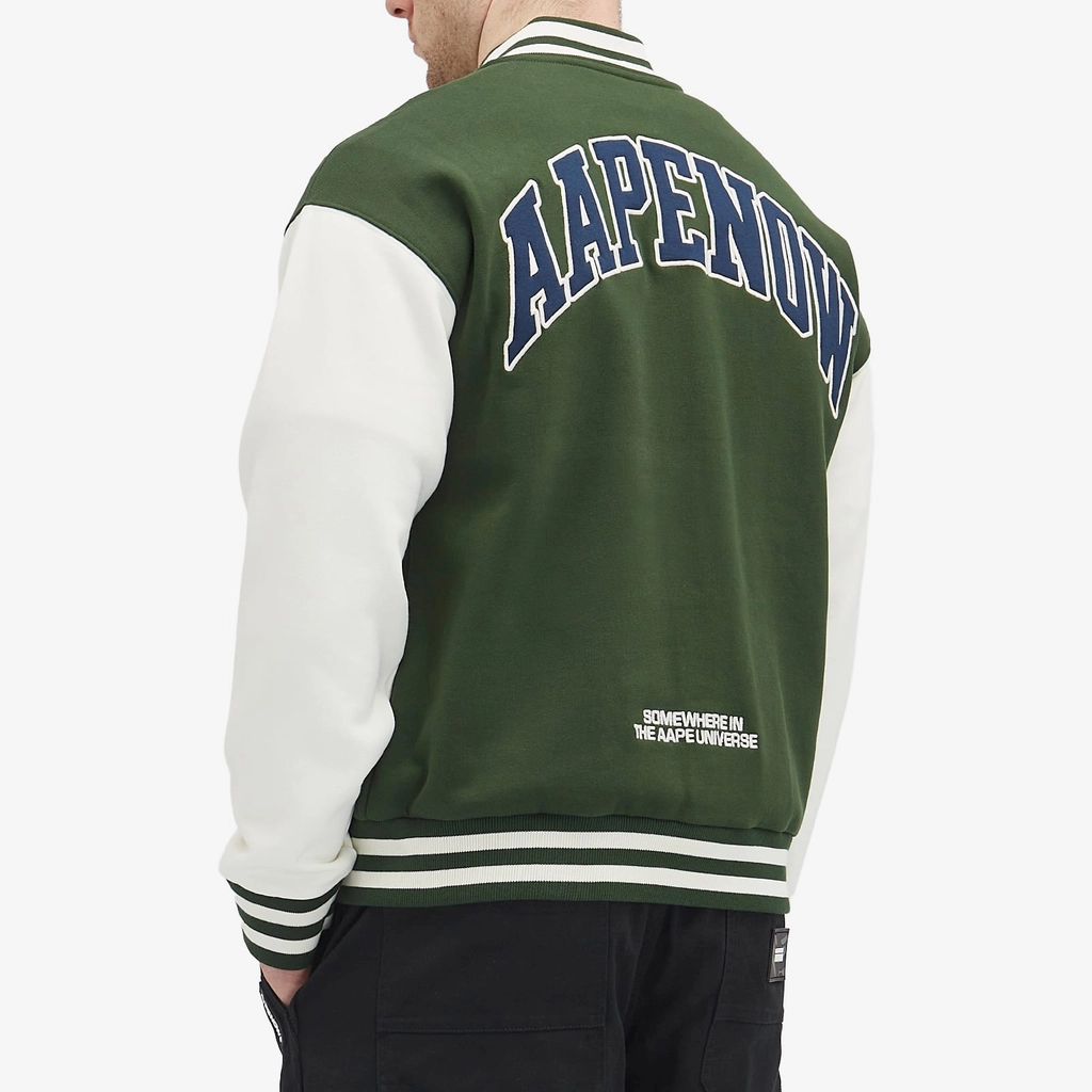 Aape Now Fleece Baseball Jacket Dark Green