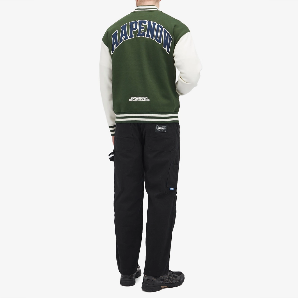 Aape Now Fleece Baseball Jacket Dark Green