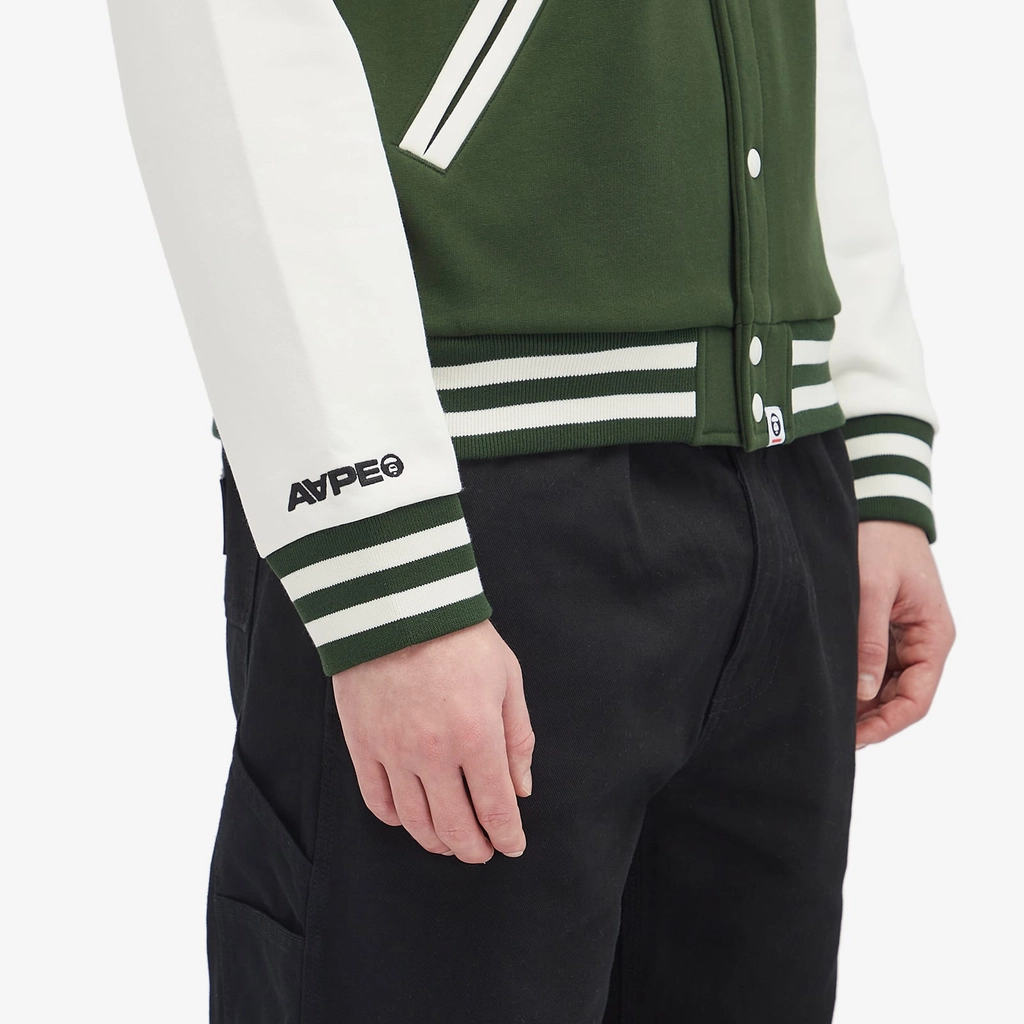 Aape Now Fleece Baseball Jacket Dark Green