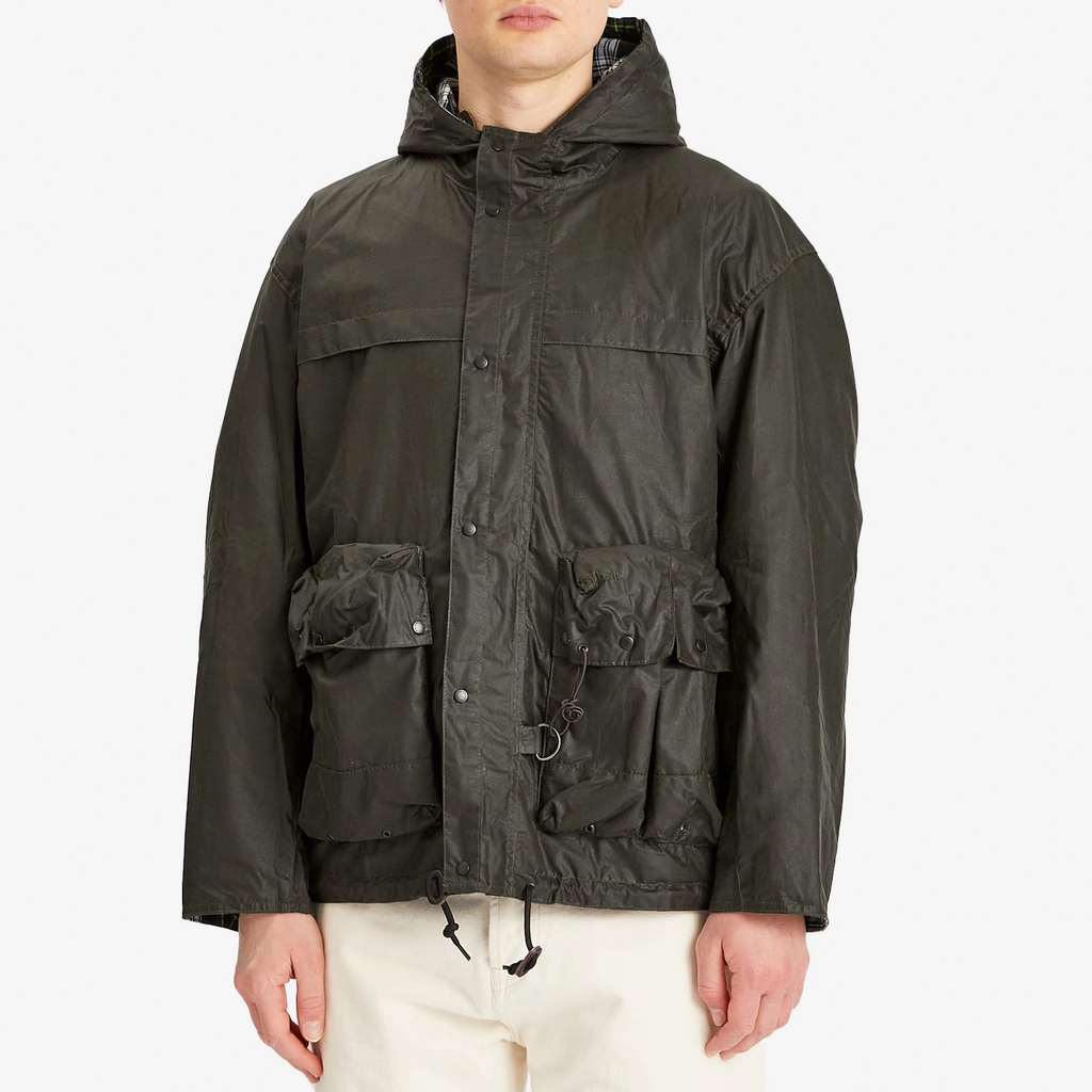 Barbour Men's Heritage+ Modified Durham Wax Jacket Archive Olive
