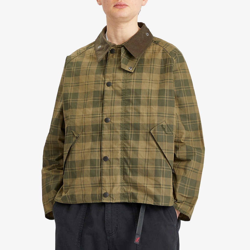 Barbour Men's Transport Check Cotton Casual Jacket Olive Check