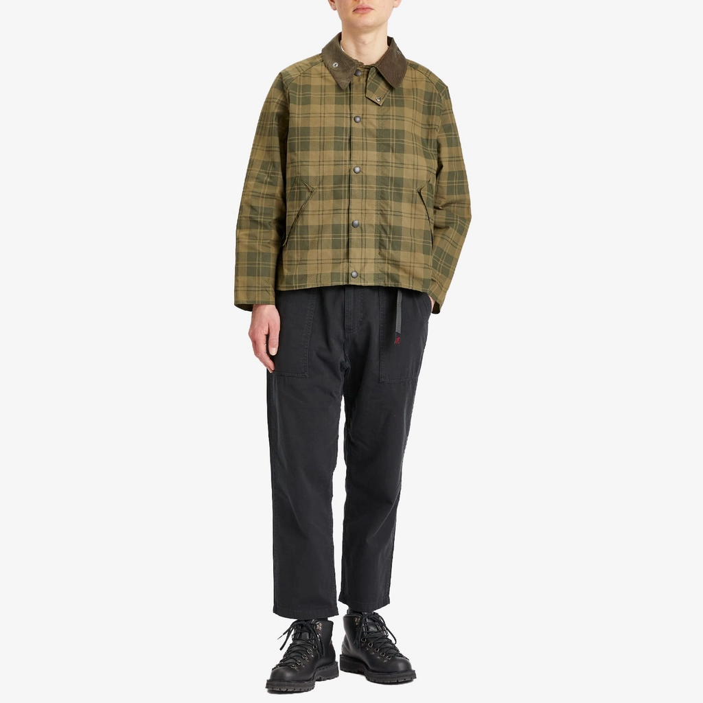 Barbour Men's Transport Check Cotton Casual Jacket Olive Check