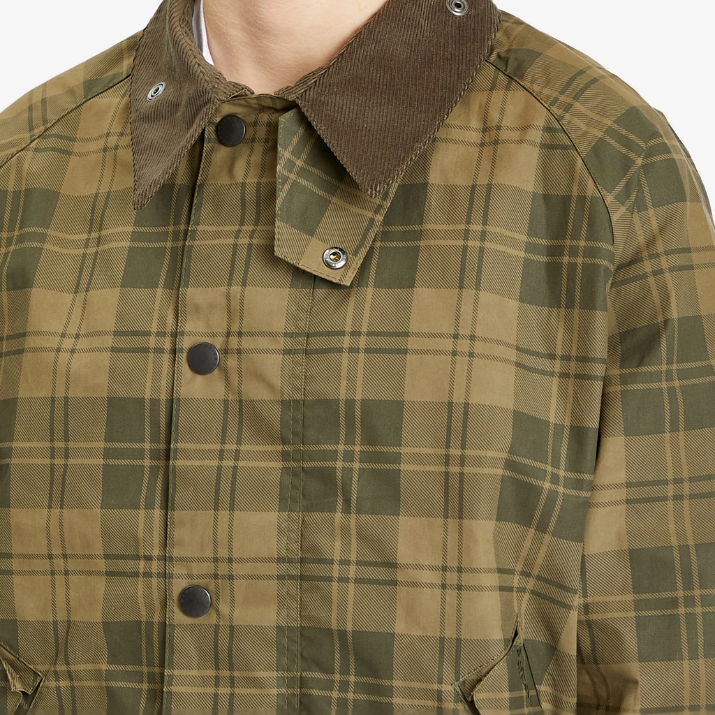 Barbour Men's Transport Check Cotton Casual Jacket Olive Check