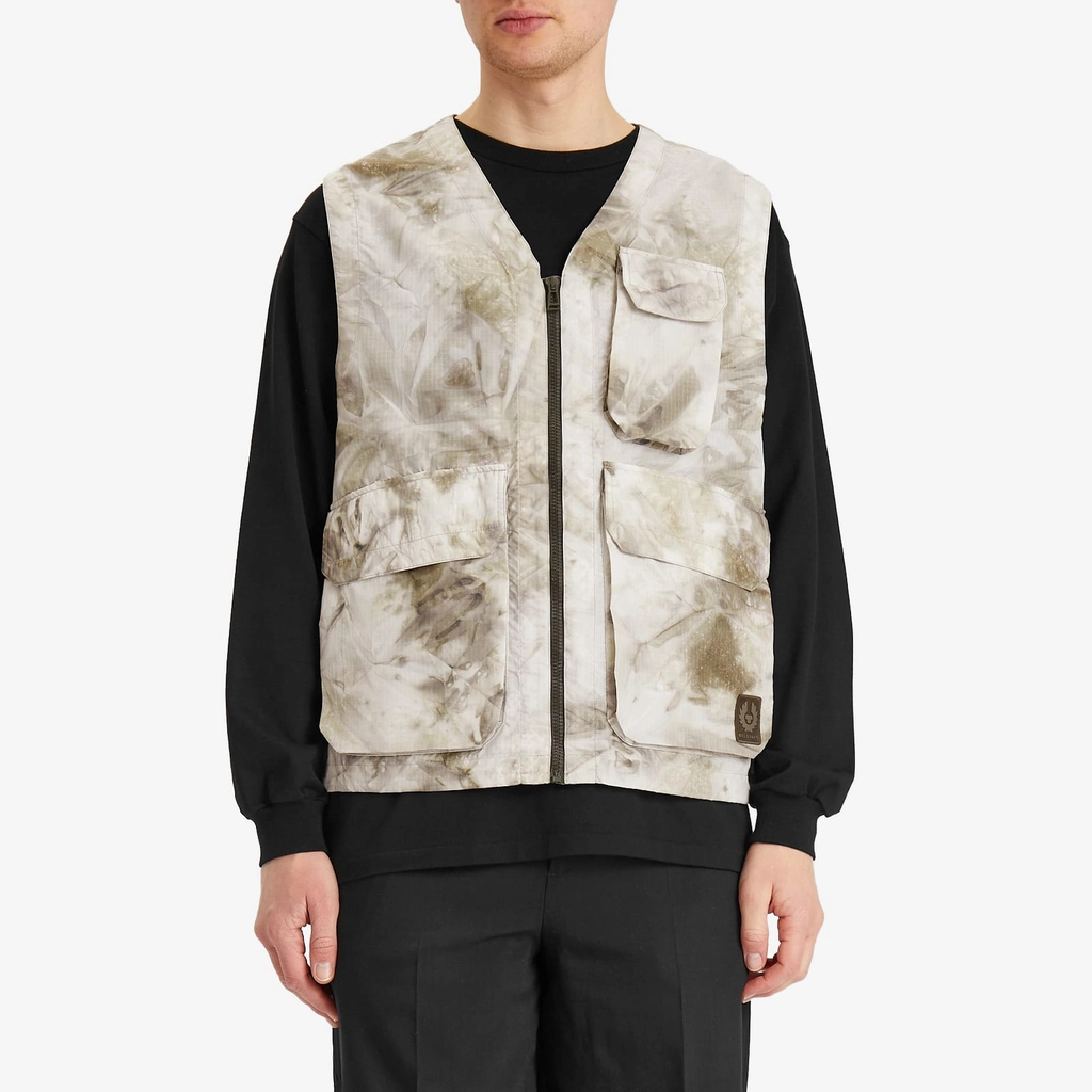 Belstaff Men's Riverbed Camo Ripstop Hithe Gilet Stone Beige
