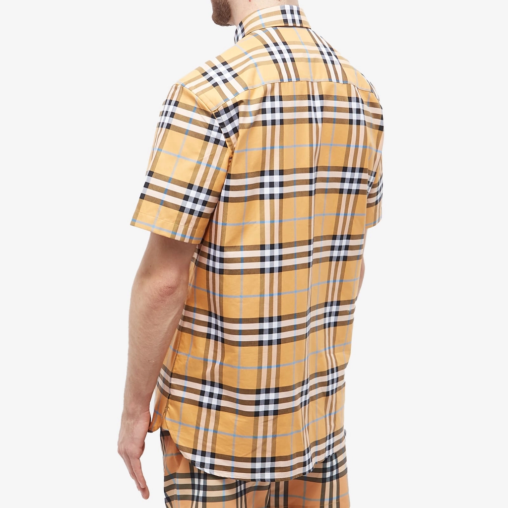 Burberry Men's Caxbridge Short Sleeve Check Shirt Dusty Orange Check
