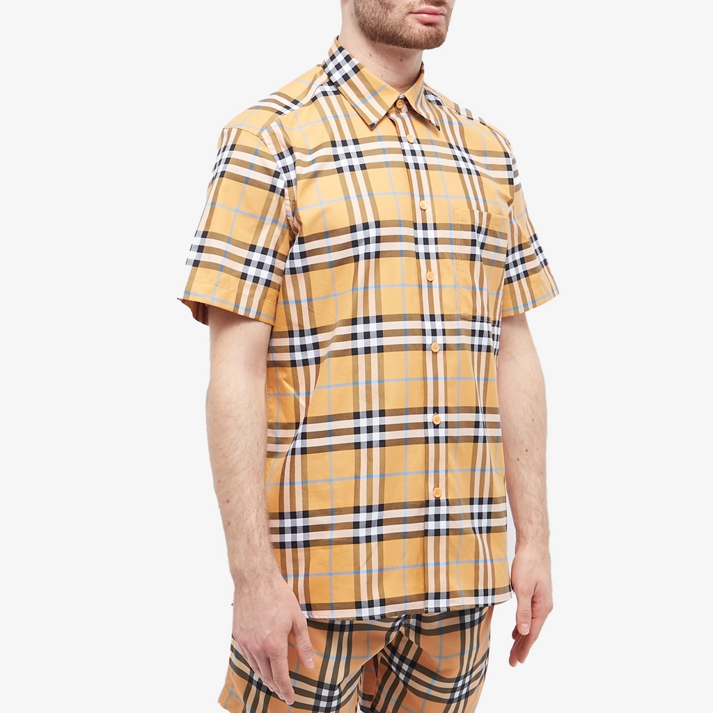 Burberry Men's Caxbridge Short Sleeve Check Shirt Dusty Orange Check