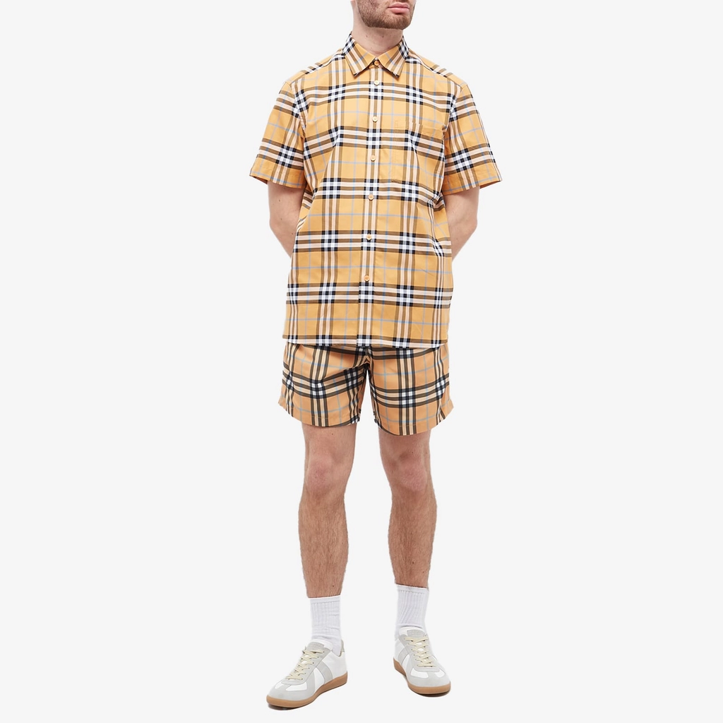 Burberry Men's Caxbridge Short Sleeve Check Shirt Dusty Orange Check