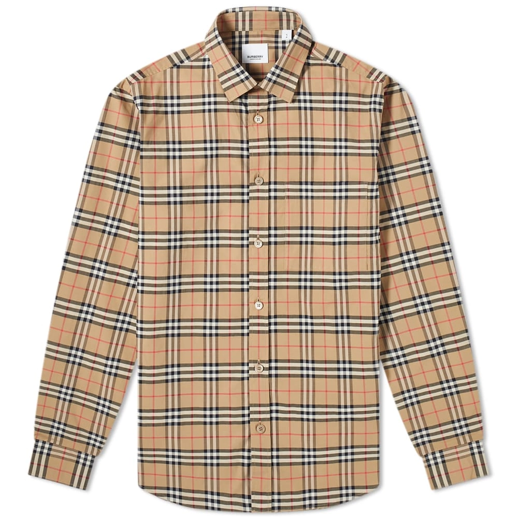 Burberry Men's Simpson Check Shirt Archive Beige Check