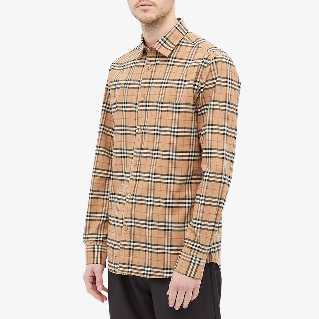 Burberry Men's Simpson Check Shirt Archive Beige Check