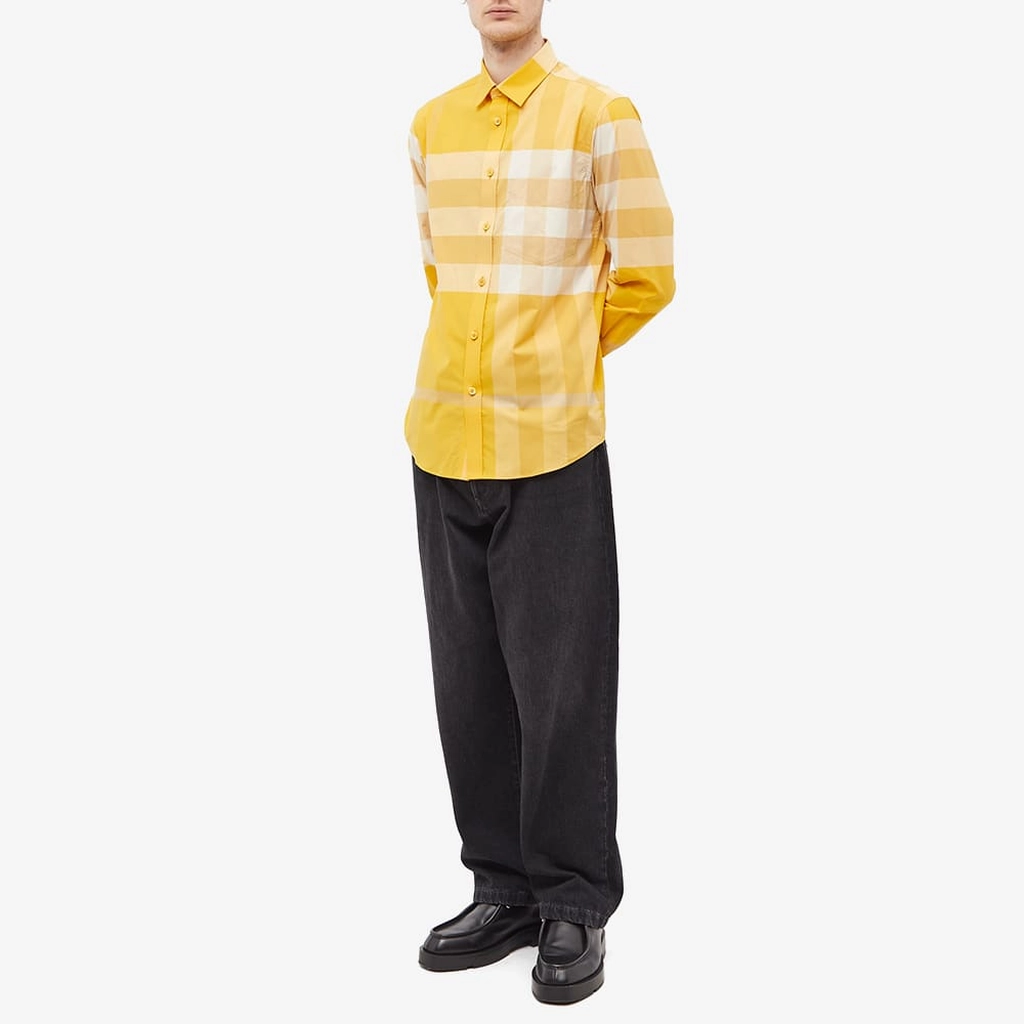 Burberry Men's Somerton Large Check Shirt Marigold Ip Check