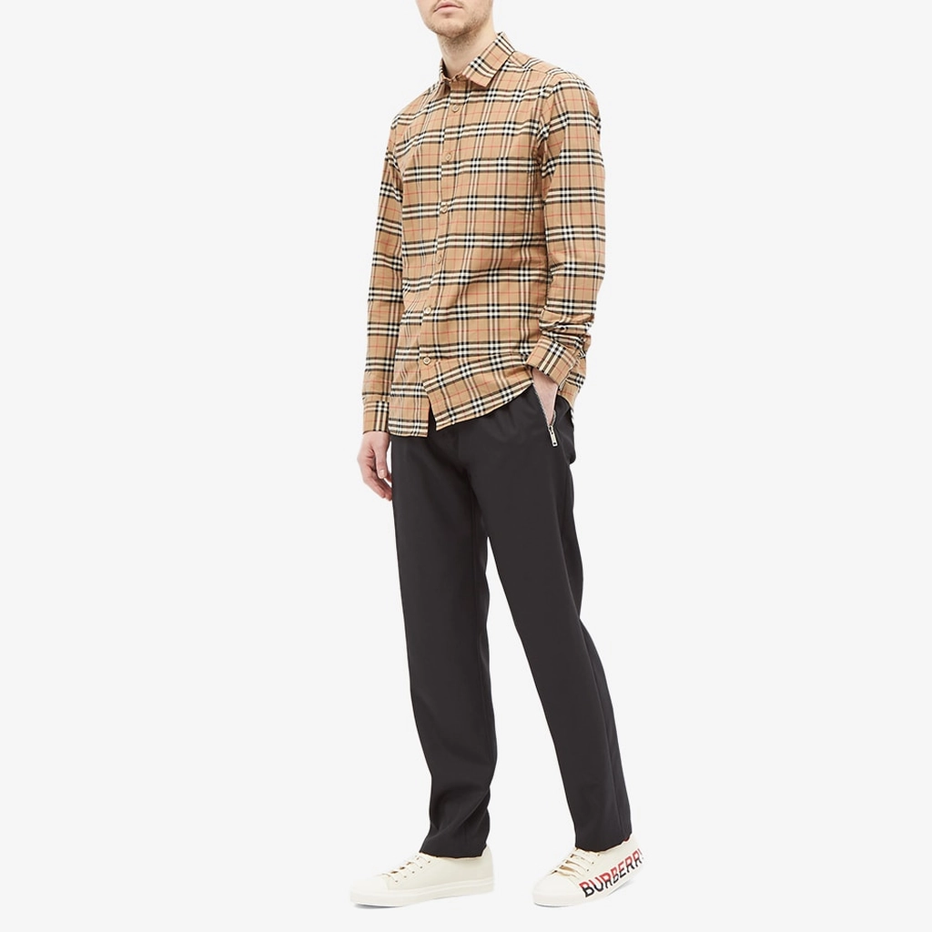 Burberry Men's Simpson Check Shirt Archive Beige Check