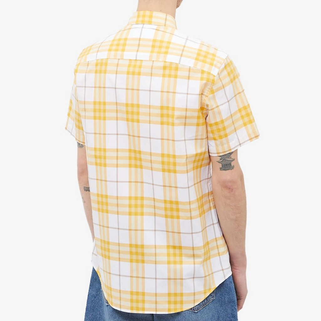 Burberry Men's Short Sleeve Caxton Check Shirt Chalk Yellow Ip Check