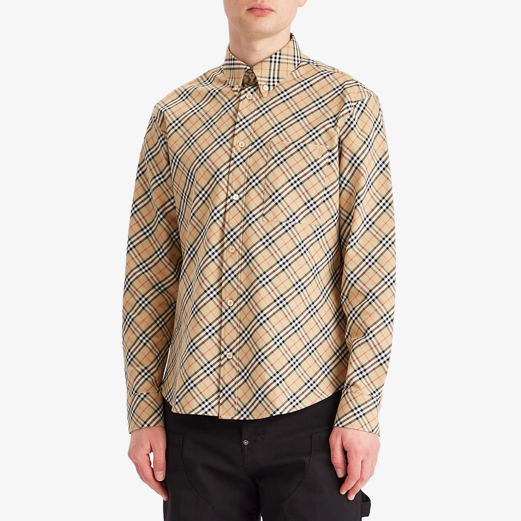 Burberry Men's Check Oxford Shirt Sand Ip Check