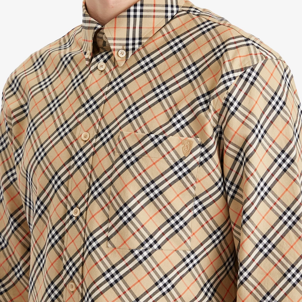 Burberry Men's Check Oxford Shirt Sand Ip Check