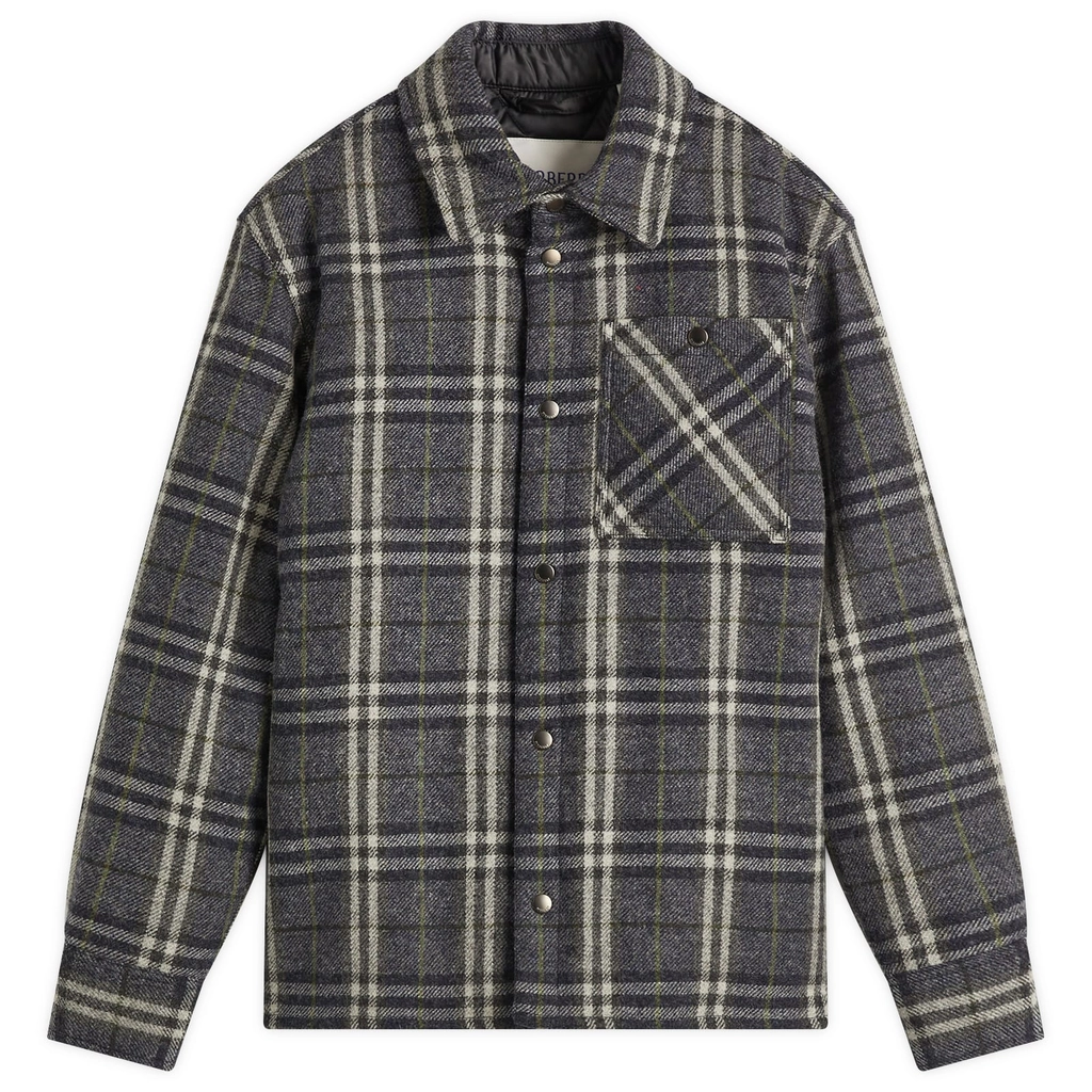Burberry Men's Wadded Check Overshirt Indigo Ip Check