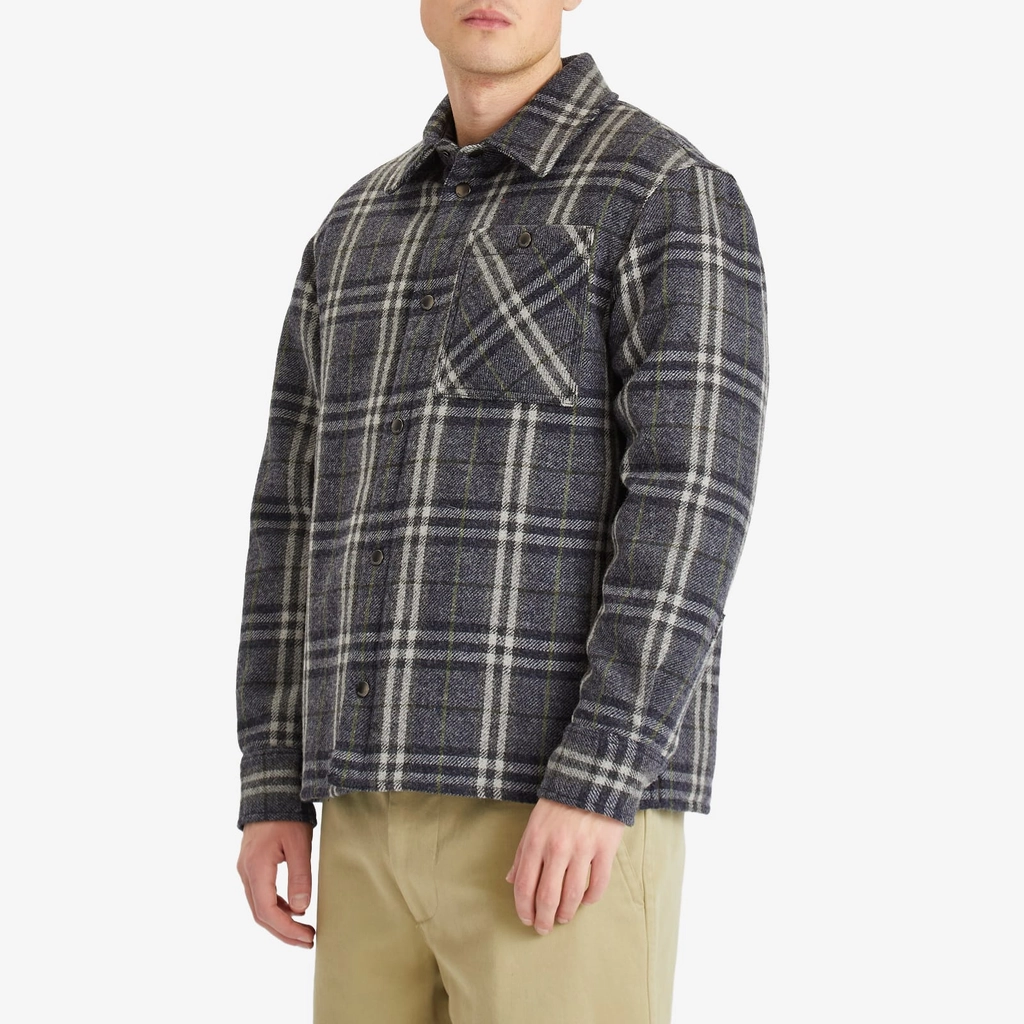 Burberry Men's Wadded Check Overshirt Indigo Ip Check