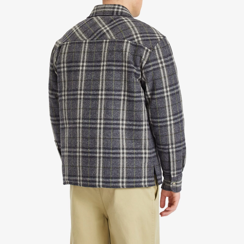 Burberry Men's Wadded Check Overshirt Indigo Ip Check