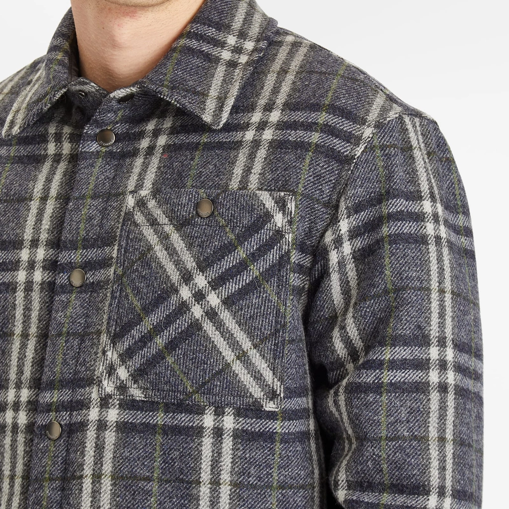 Burberry Men's Wadded Check Overshirt Indigo Ip Check