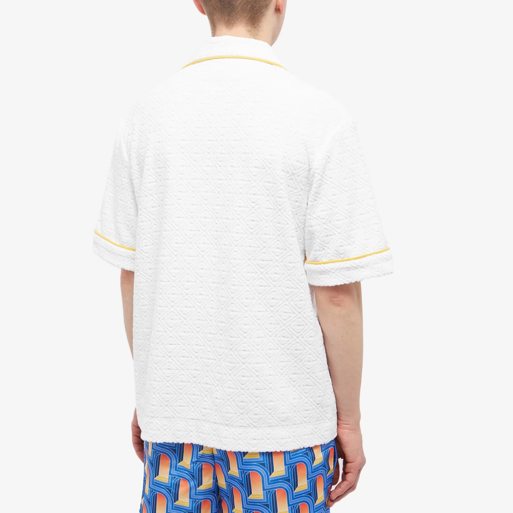 Casablanca Men's Monogram Terry Short Sleeve Shirt White
