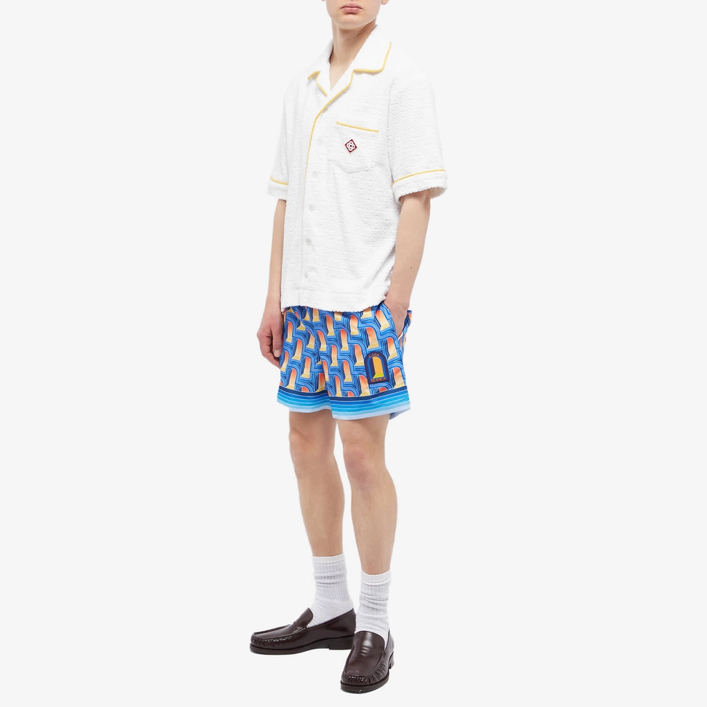 Casablanca Men's Monogram Terry Short Sleeve Shirt White