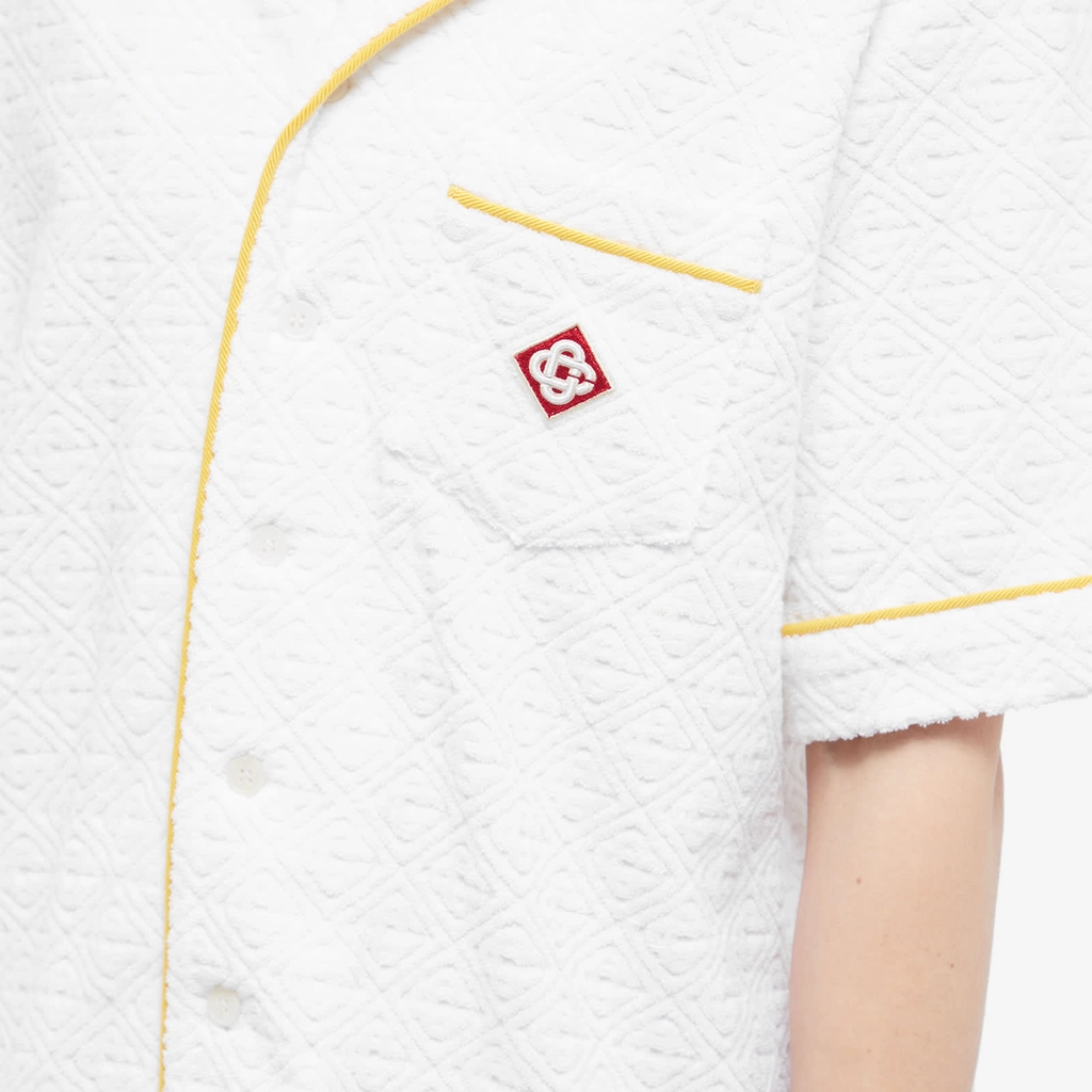 Casablanca Men's Monogram Terry Short Sleeve Shirt White