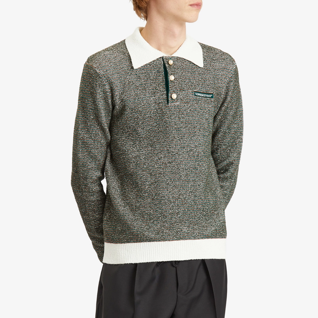 Casablanca Men's Boucle Stripe Polo Multi