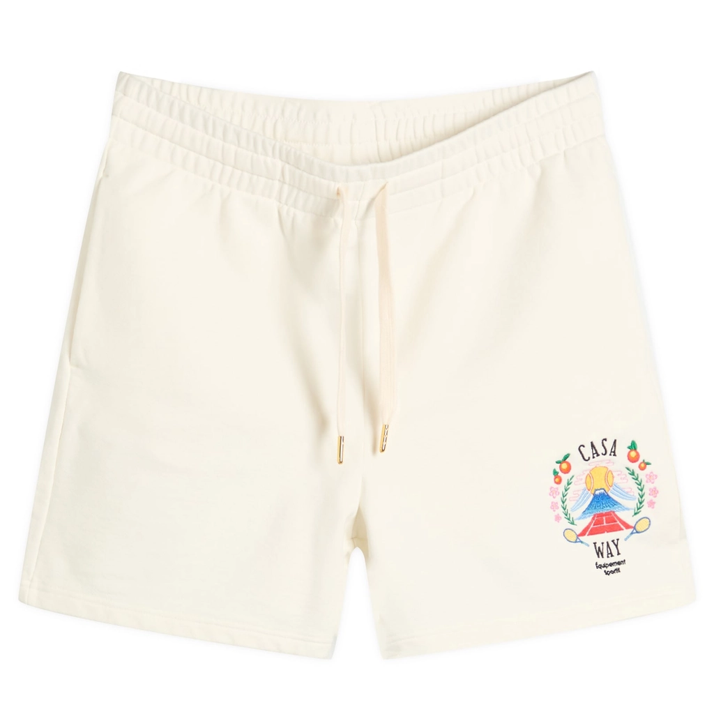 Casablanca Men's Casa Way Mountain Embroidered Sweat Shorts White