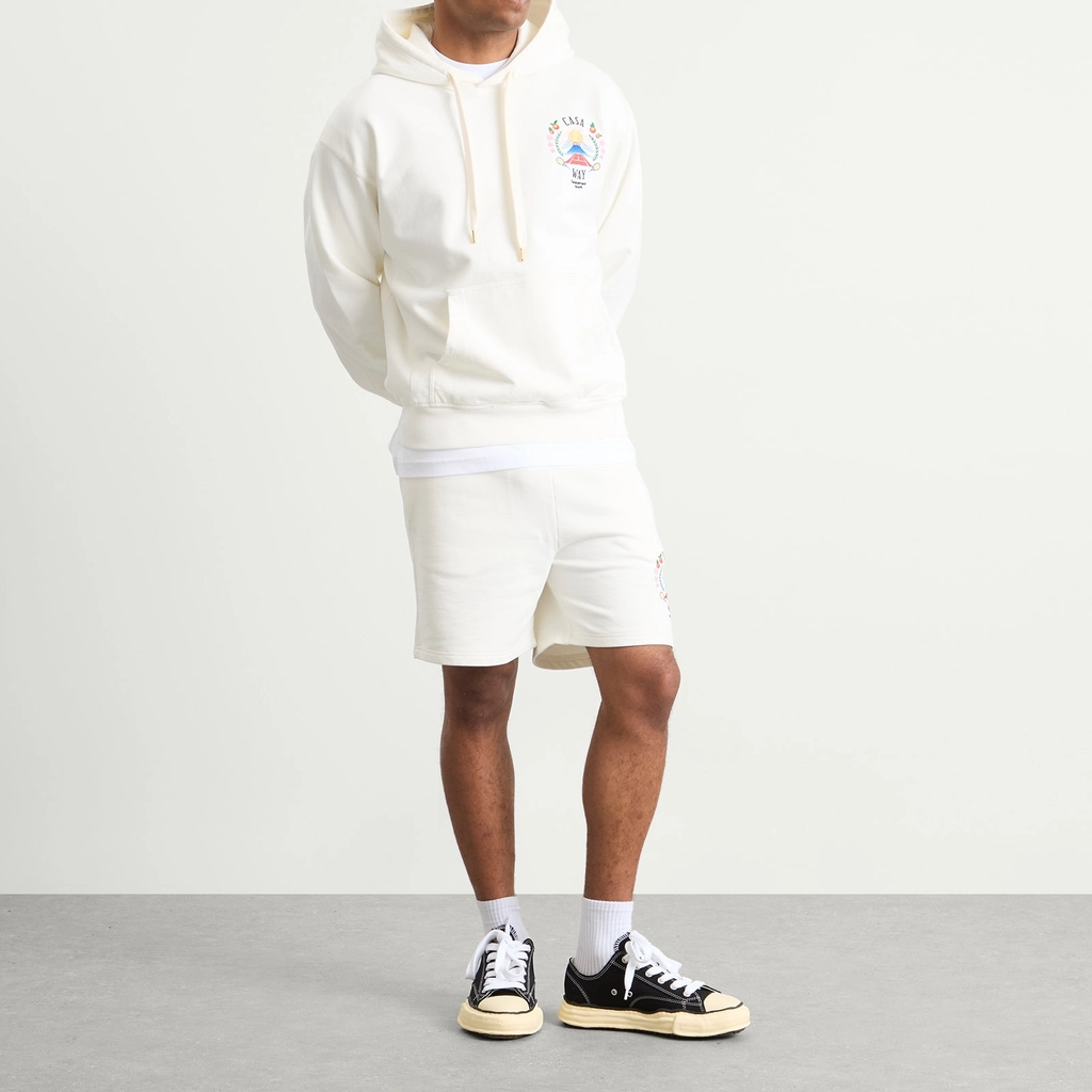 Casablanca Men's Casa Way Mountain Embroidered Sweat Shorts White