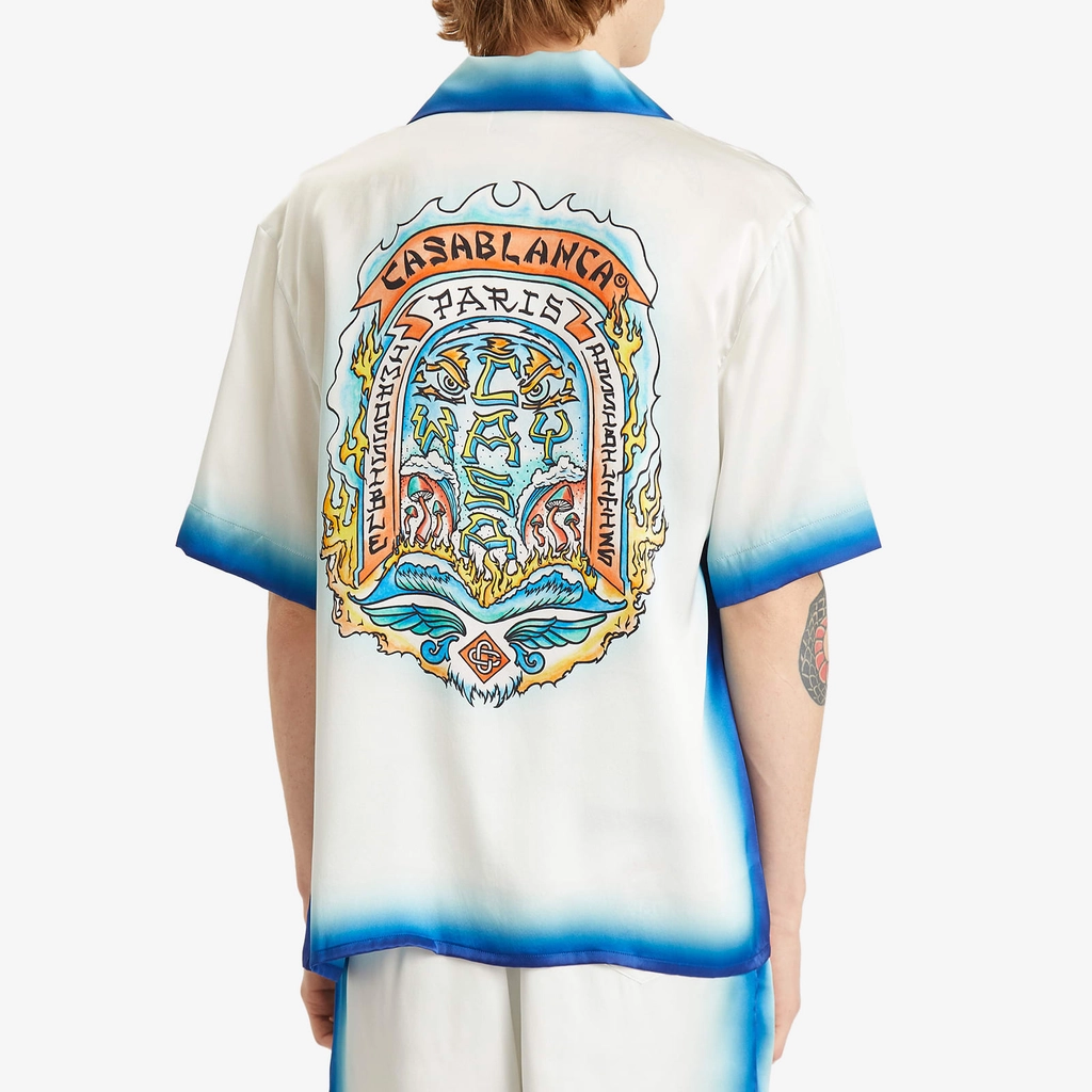 Casablanca Men's Casa Way Skate Vacation Shirt White/Blue