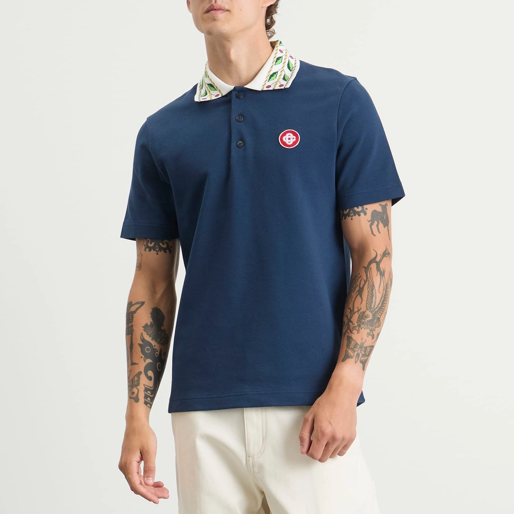 Casablanca Men's Classic Laurel Pique Polo Navy