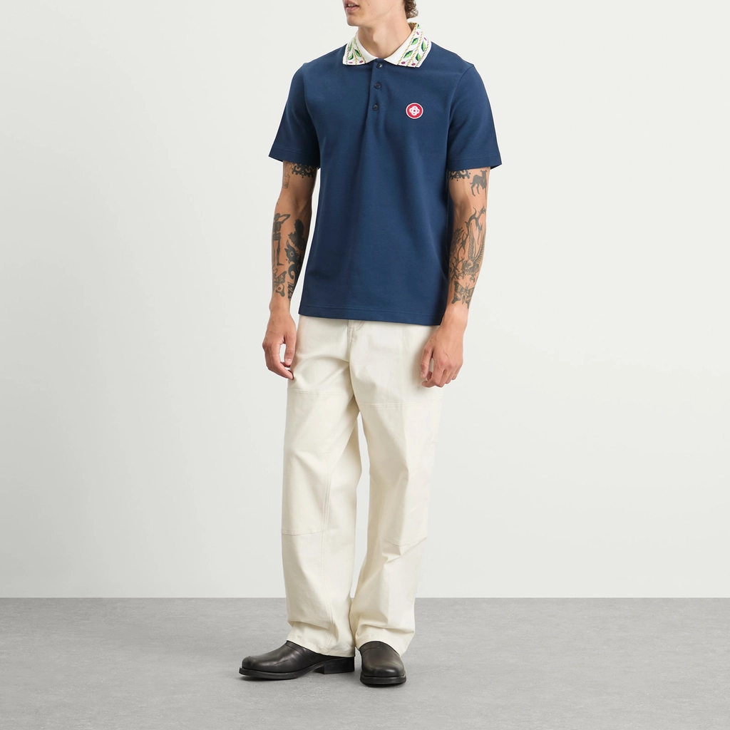 Casablanca Men's Classic Laurel Pique Polo Navy