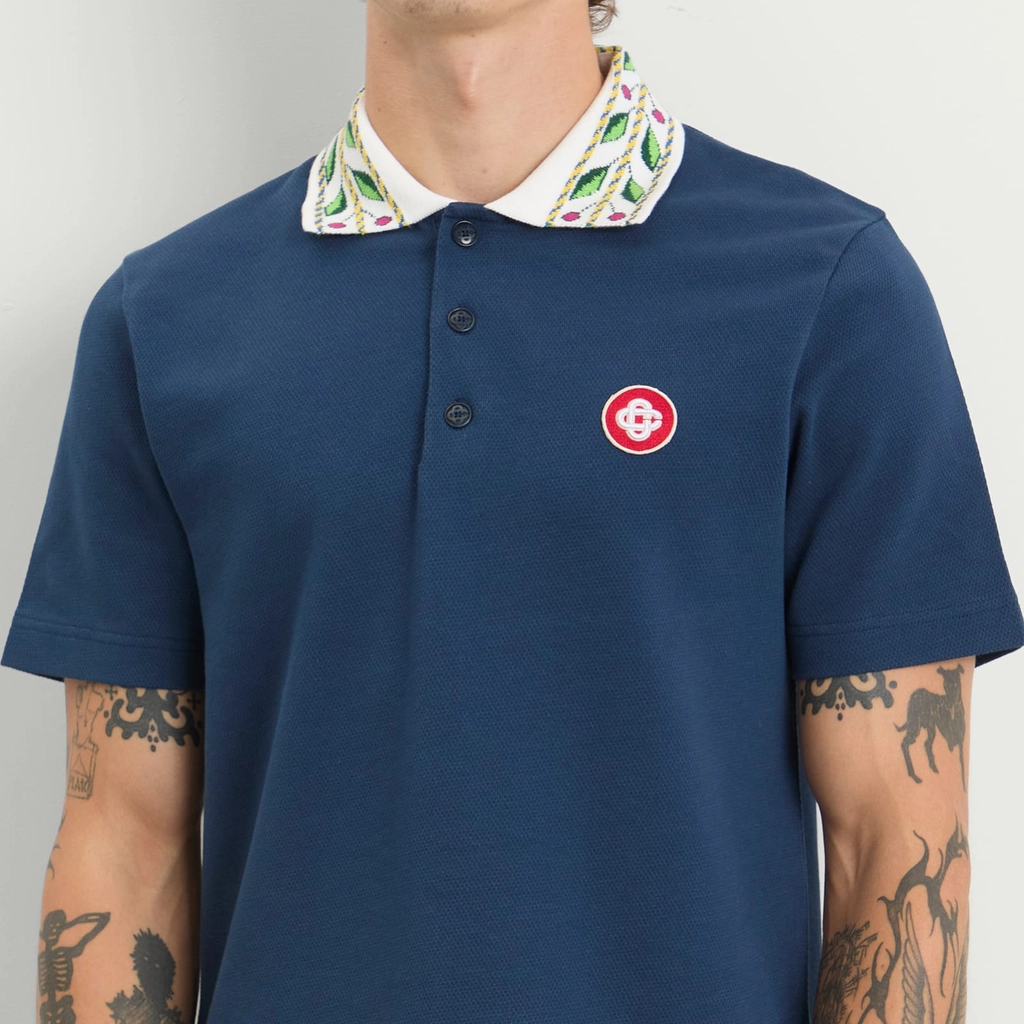 Casablanca Men's Classic Laurel Pique Polo Navy