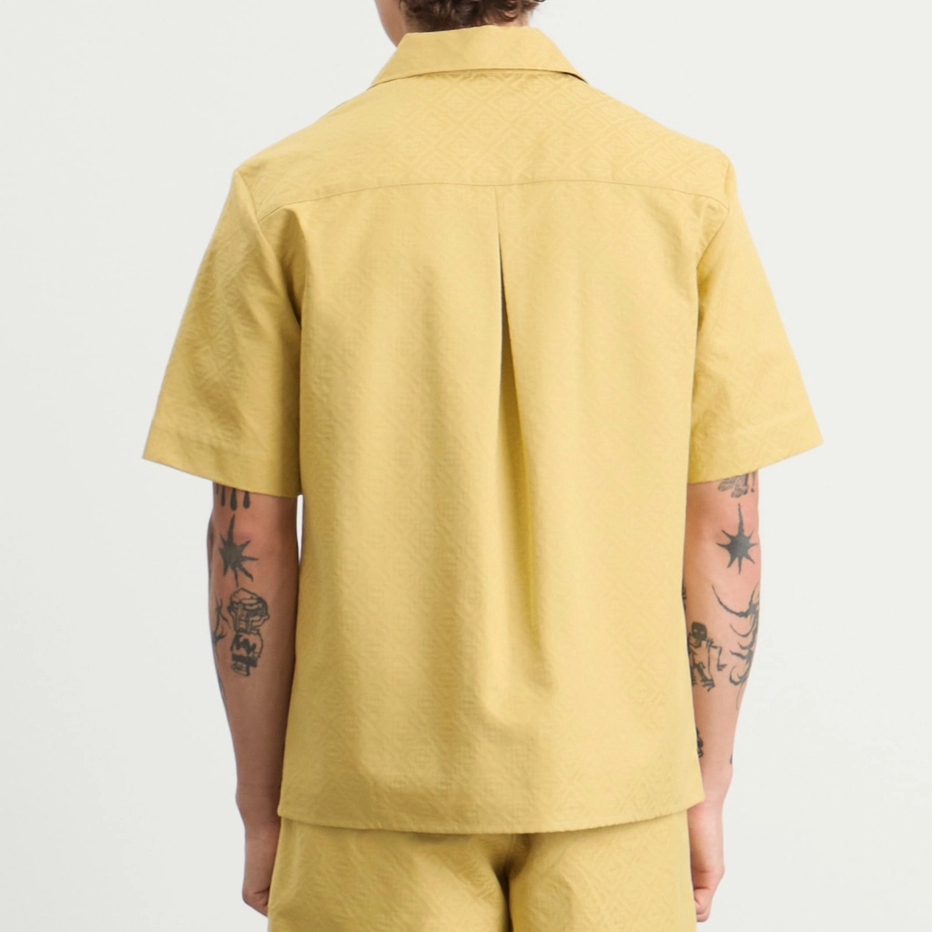 Casablanca Men's Cotton Jacquard Short Sleeve Monogram Shirt Yellow
