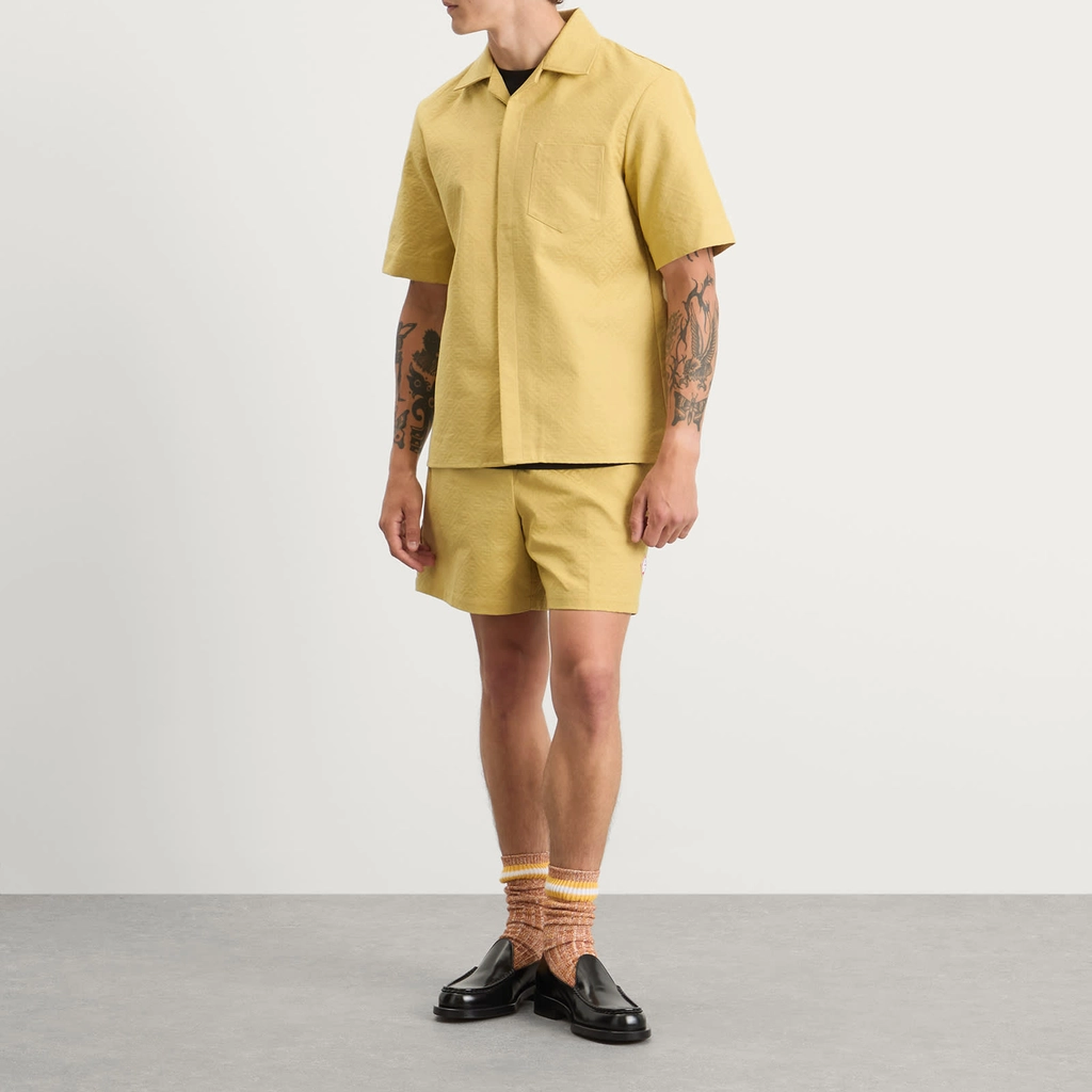 Casablanca Men's Cotton Jacquard Short Sleeve Monogram Shirt Yellow
