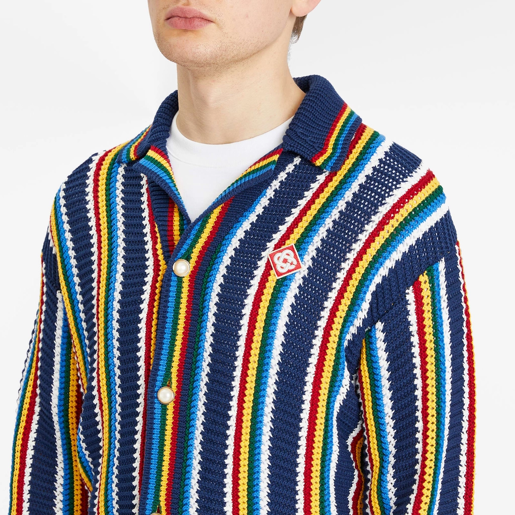Casablanca Men's Crochet Button Up Navy
