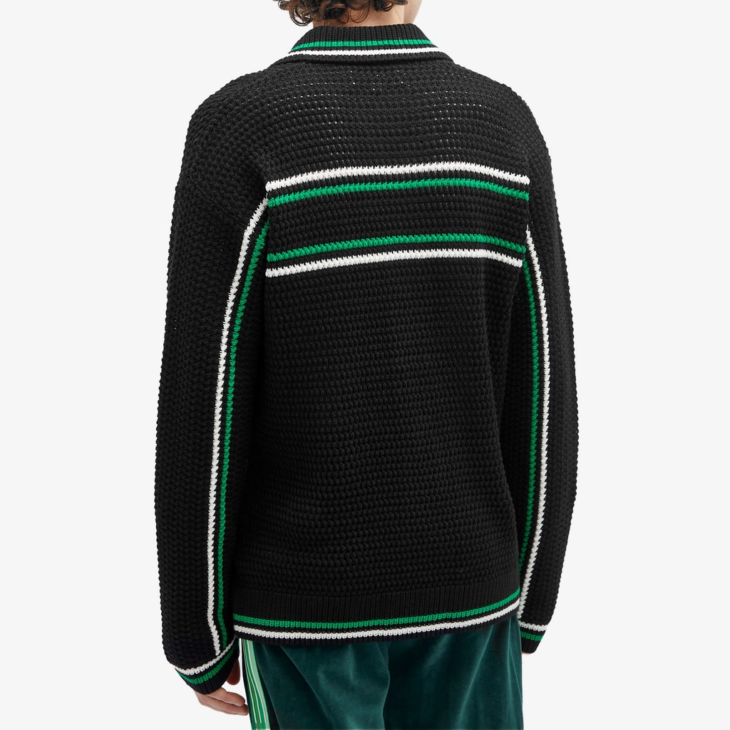 Casablanca Men's Crochet Tennis Shirt Black