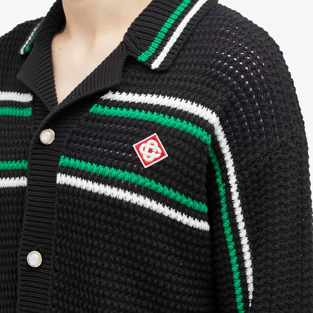 Casablanca Men's Crochet Tennis Shirt Black