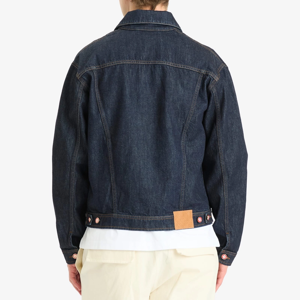 Casablanca Men's Embroidered Monogram Denim Jacket Blue