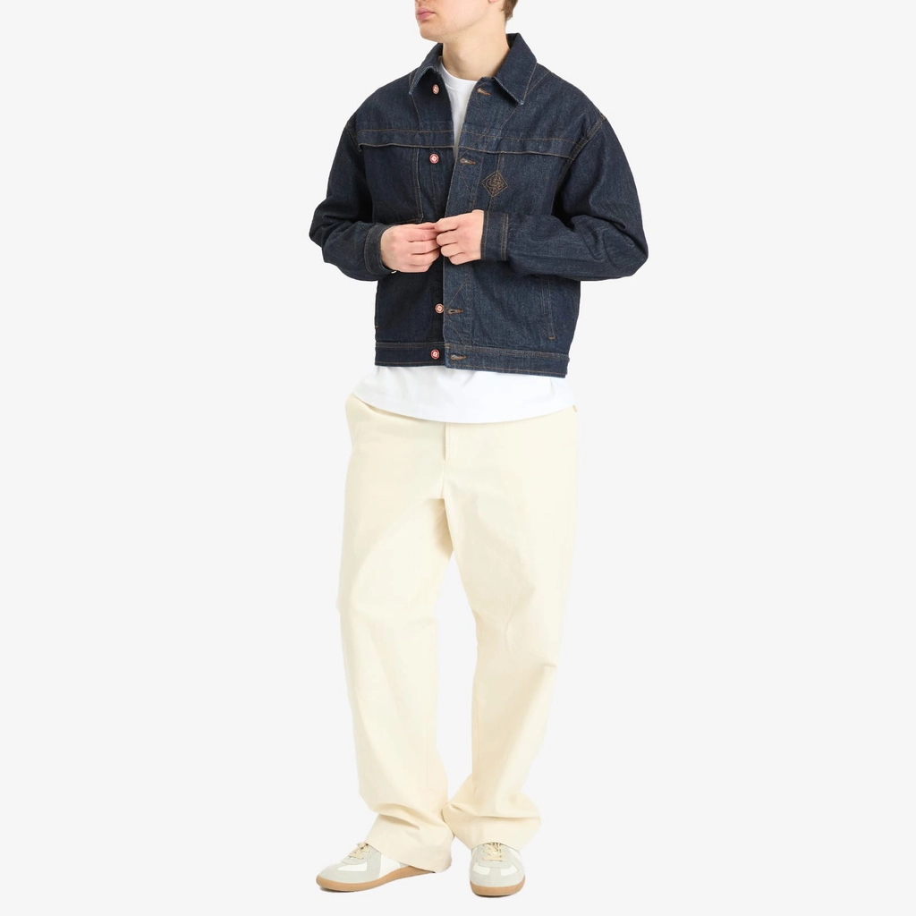 Casablanca Men's Embroidered Monogram Denim Jacket Blue