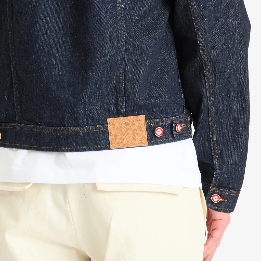 Casablanca Men's Embroidered Monogram Denim Jacket Blue