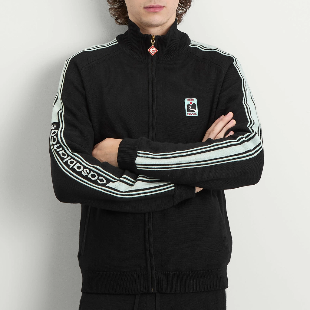 Casablanca Men's Merino Zip Up Track Top Black