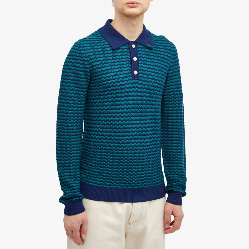 Casablanca Men's Mini Wave Polo Shirt Navy / Green