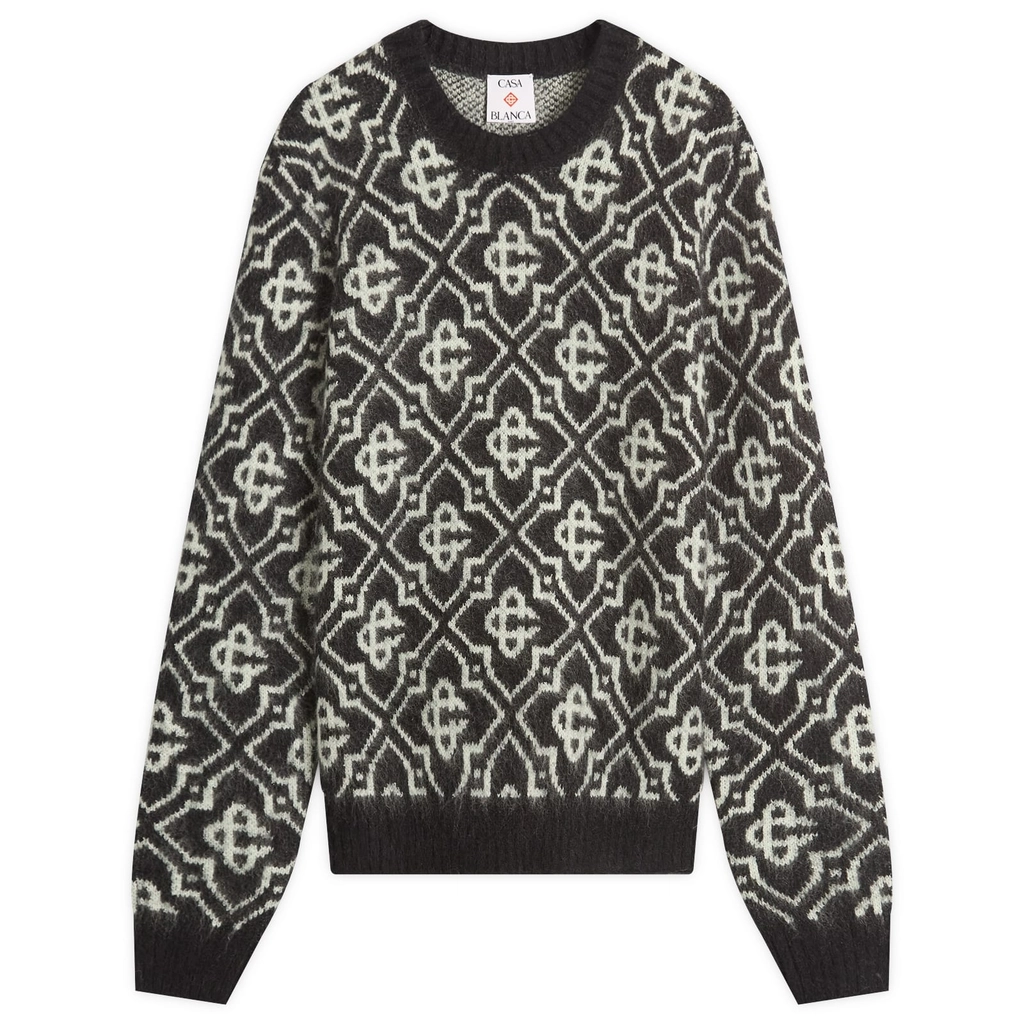 Casablanca Men's Monogram Mohair Blend Crew Sweatshirt Black