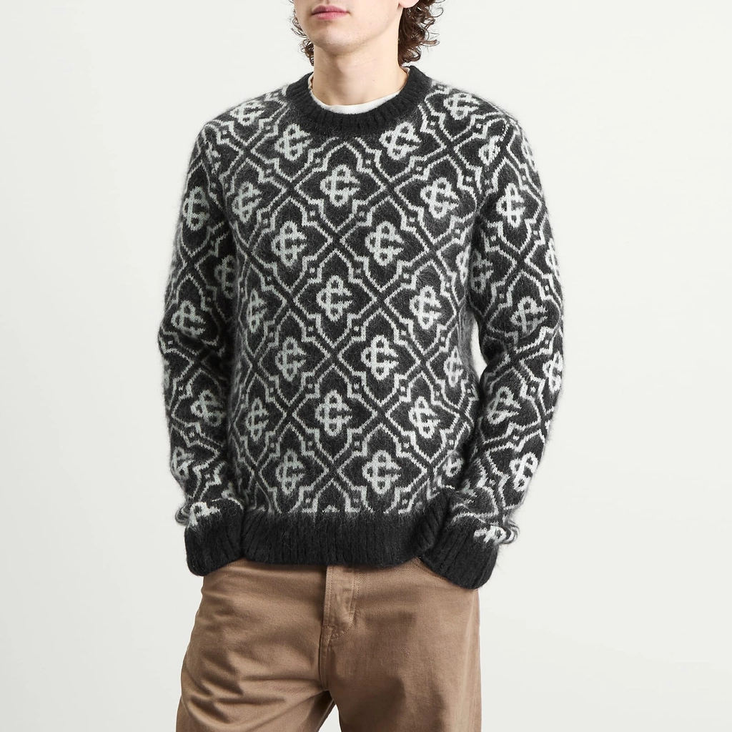 Casablanca Men's Monogram Mohair Blend Crew Sweatshirt Black